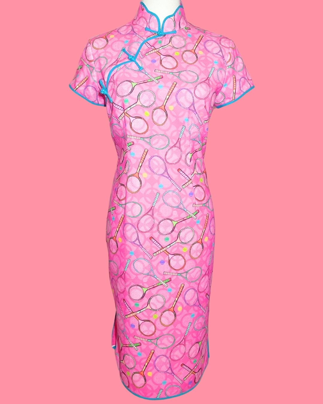 Pink Tennis with Blue Piping Cheongsam