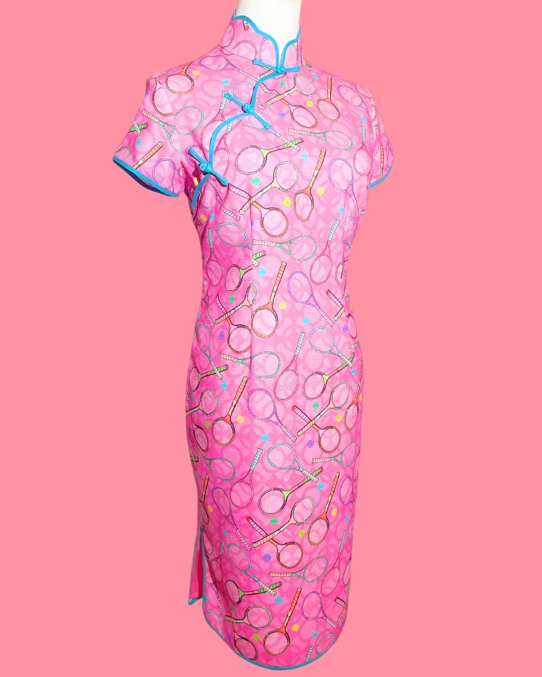 Pink Tennis with Blue Piping Cheongsam