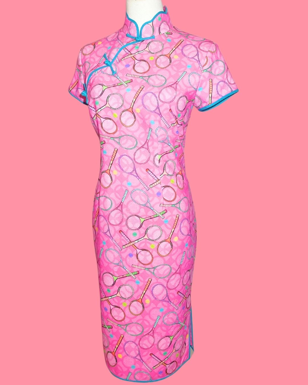Pink Tennis with Blue Piping Cheongsam