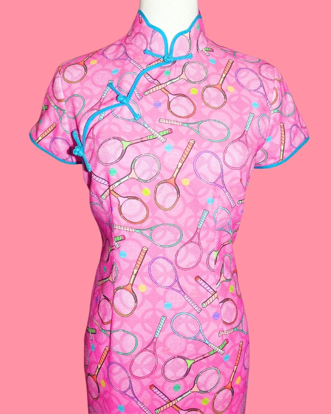 Pink Tennis with Blue Piping Cheongsam