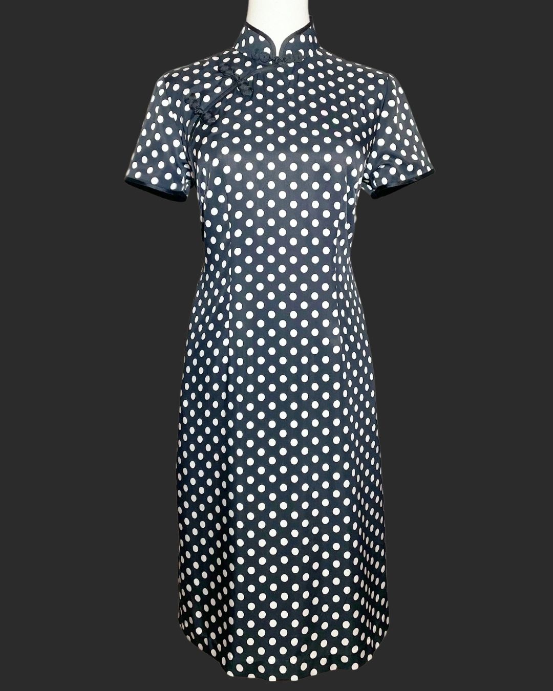 Black and White Polka-Dot Cheongsam