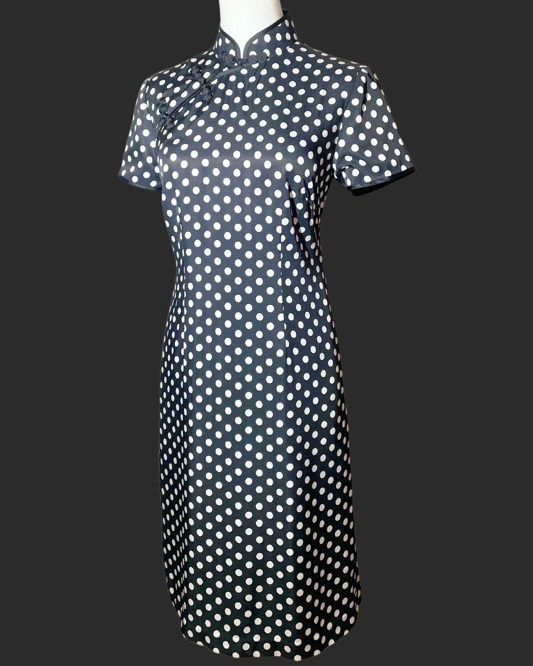Black and White Polka-Dot Cheongsam