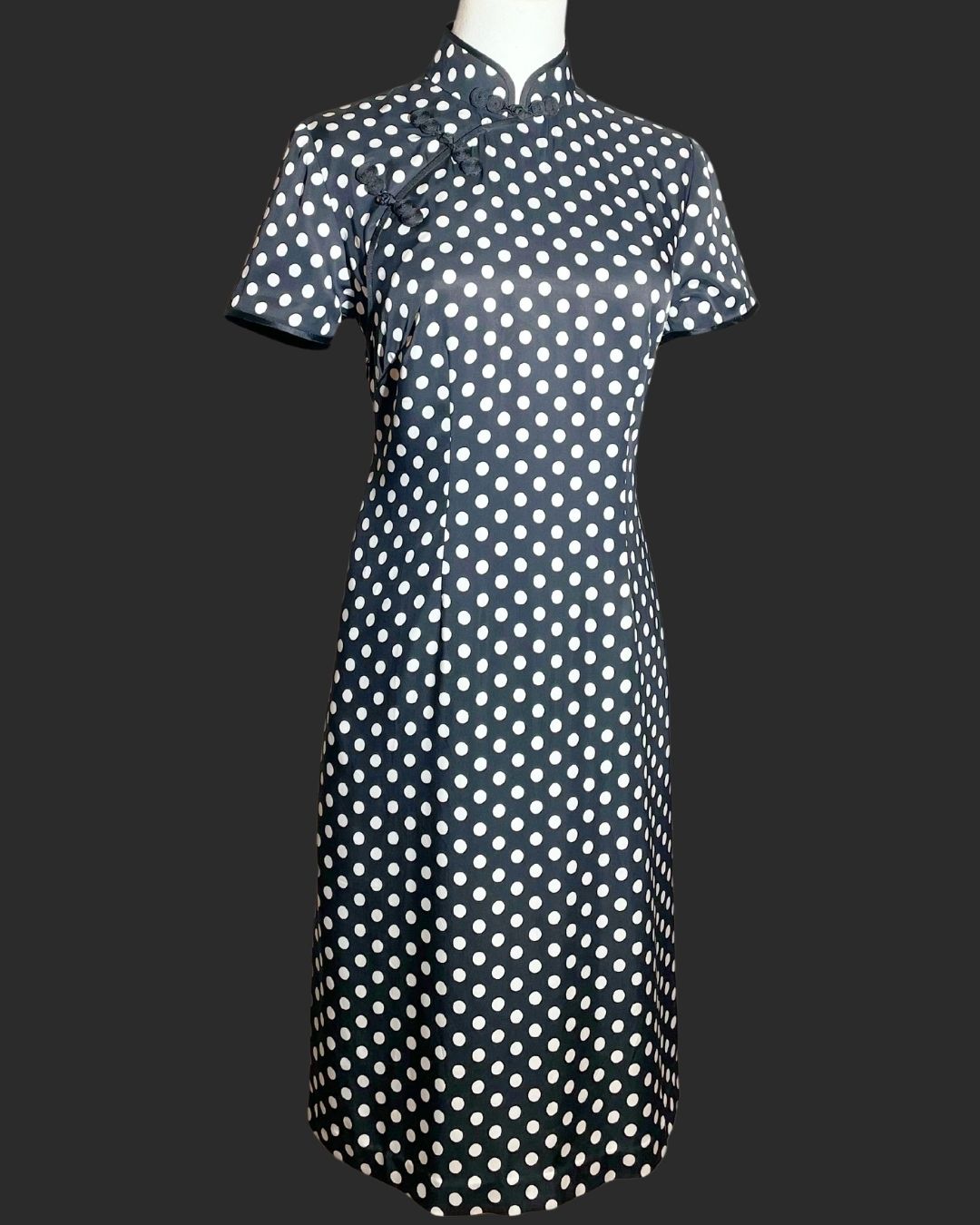 Black and White Polka-Dot Cheongsam