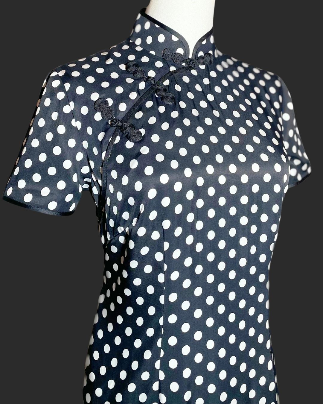 Black and White Polka-Dot Cheongsam