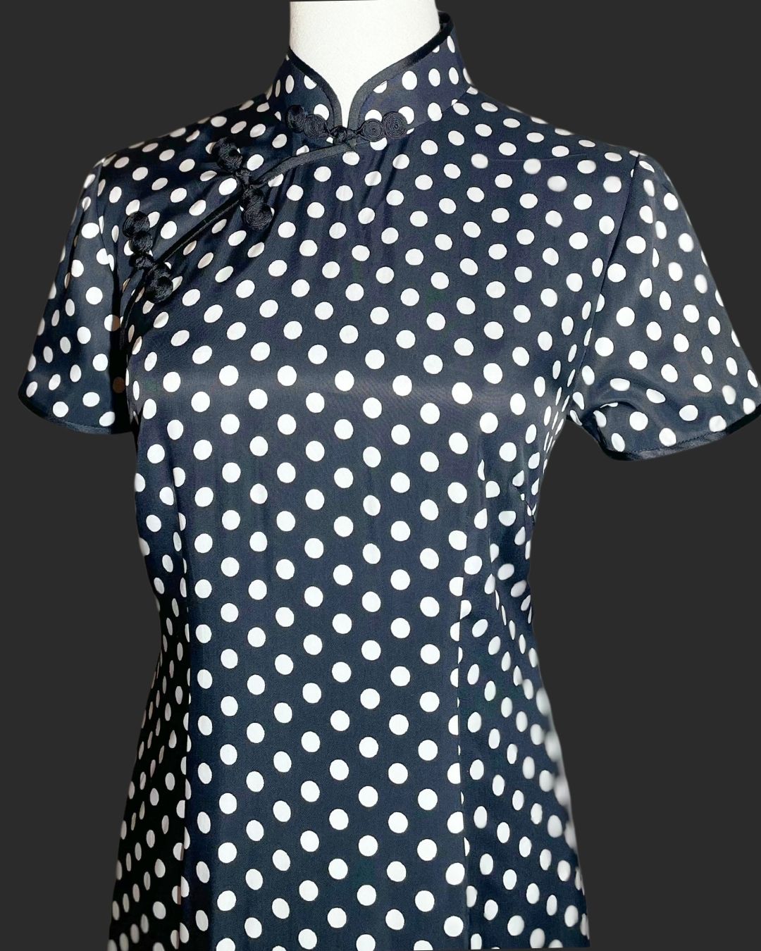 Black and White Polka-Dot Cheongsam