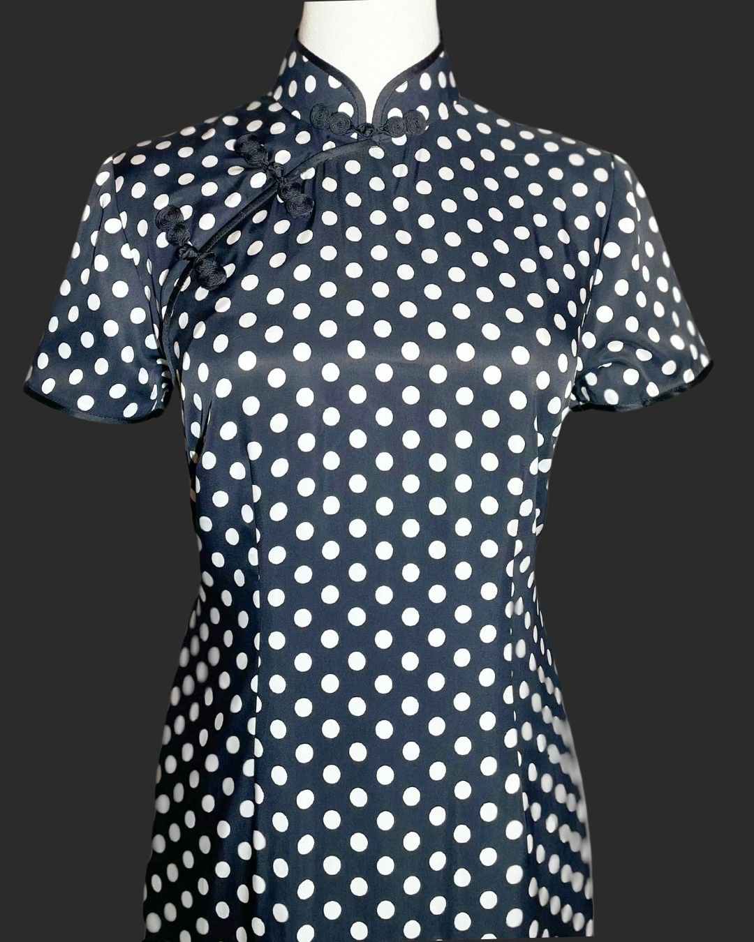 Black and White Polka-Dot Cheongsam
