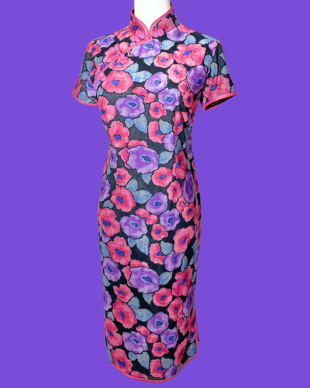Purple and Red Floral Cheongsam