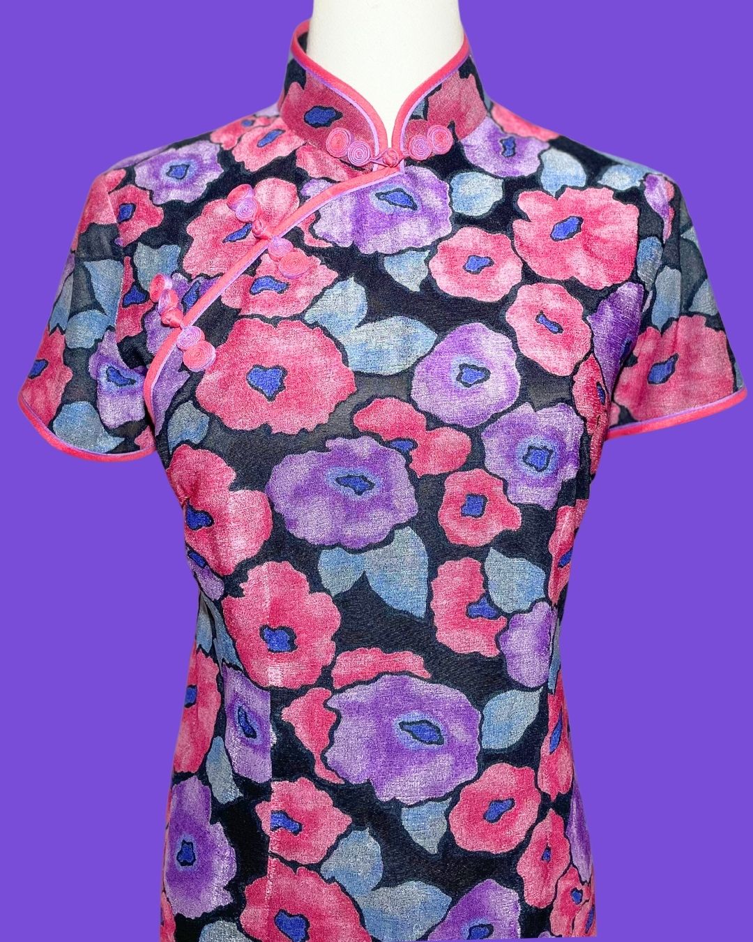 Purple and Red Floral Cheongsam