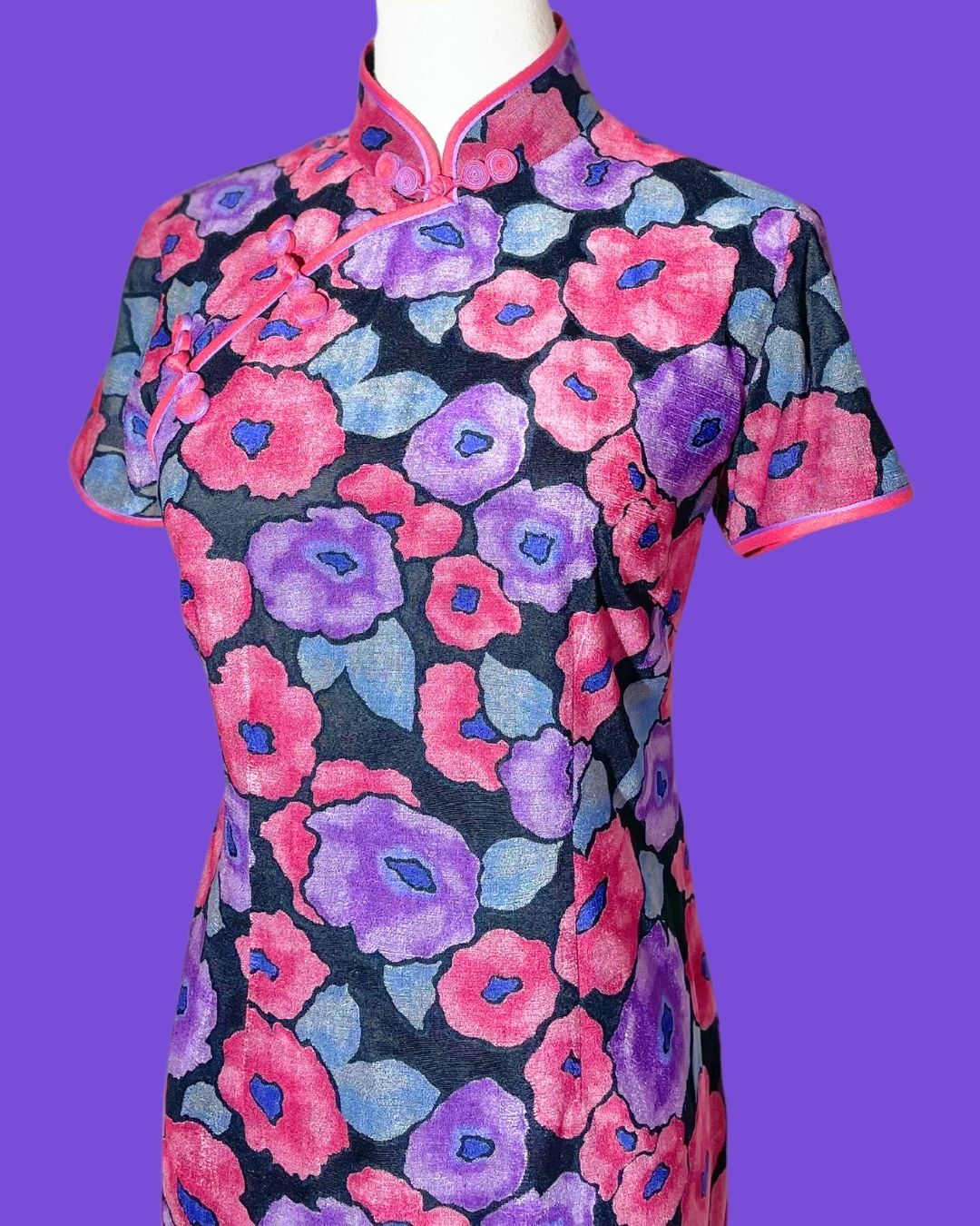 Purple and Red Floral Cheongsam