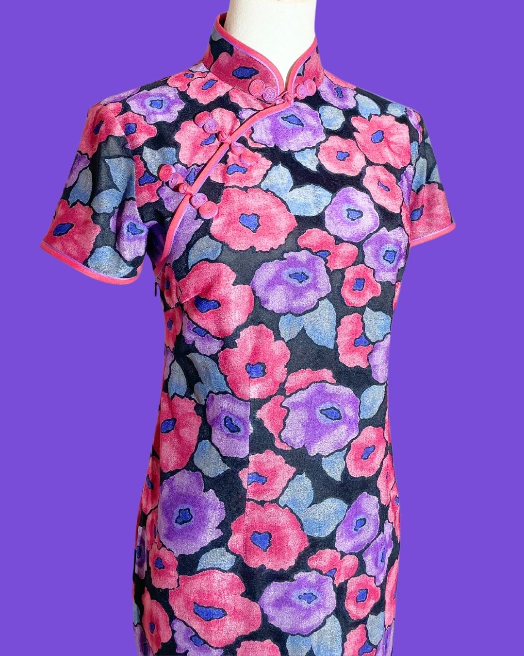 Purple and Red Floral Cheongsam