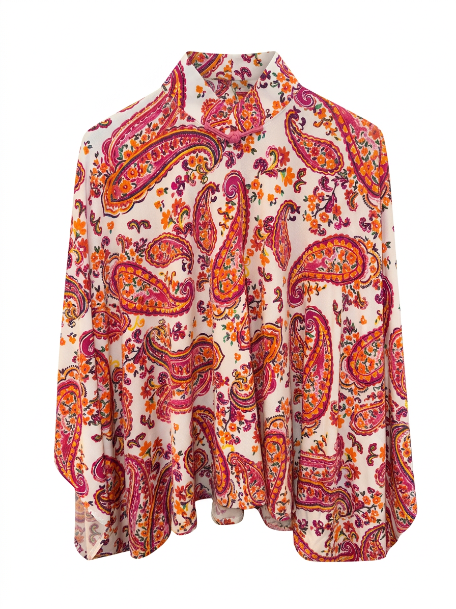 Orange Pink Paisley Cheongsam Cape