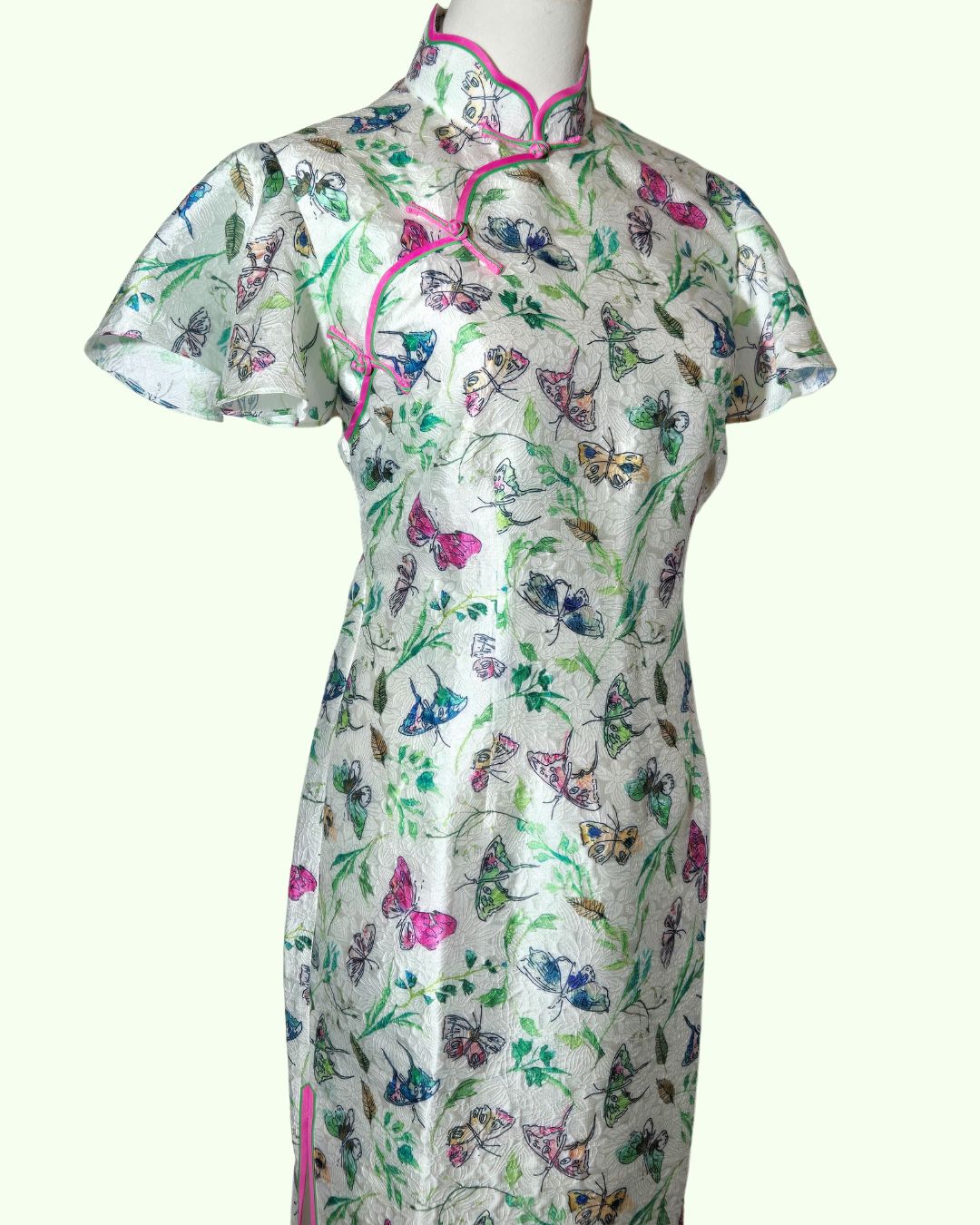 Green Butterfly and Florals Cheongsam