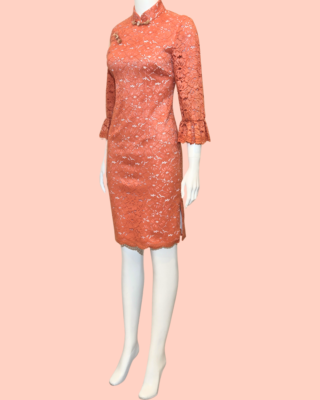 Orange Floral Lace Cheongsam