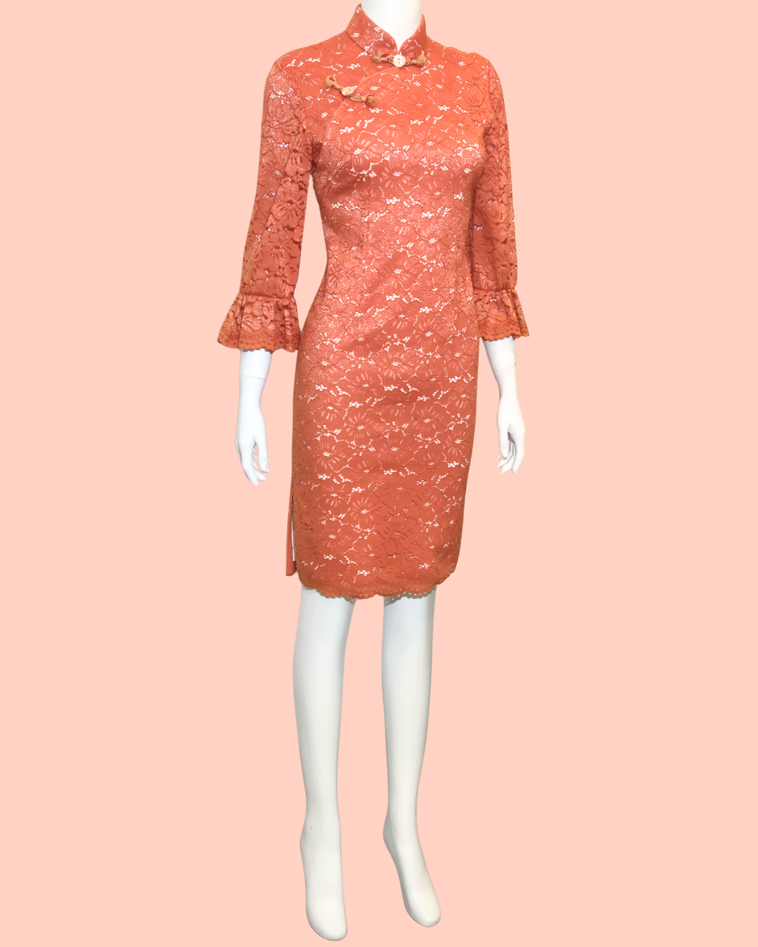 Orange Floral Lace Cheongsam