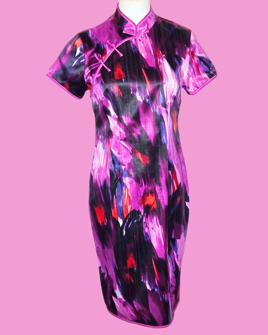 Purple and Red Brushstroke Cheongsam