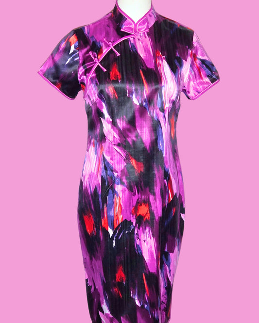 Purple and Red Brushstroke Cheongsam