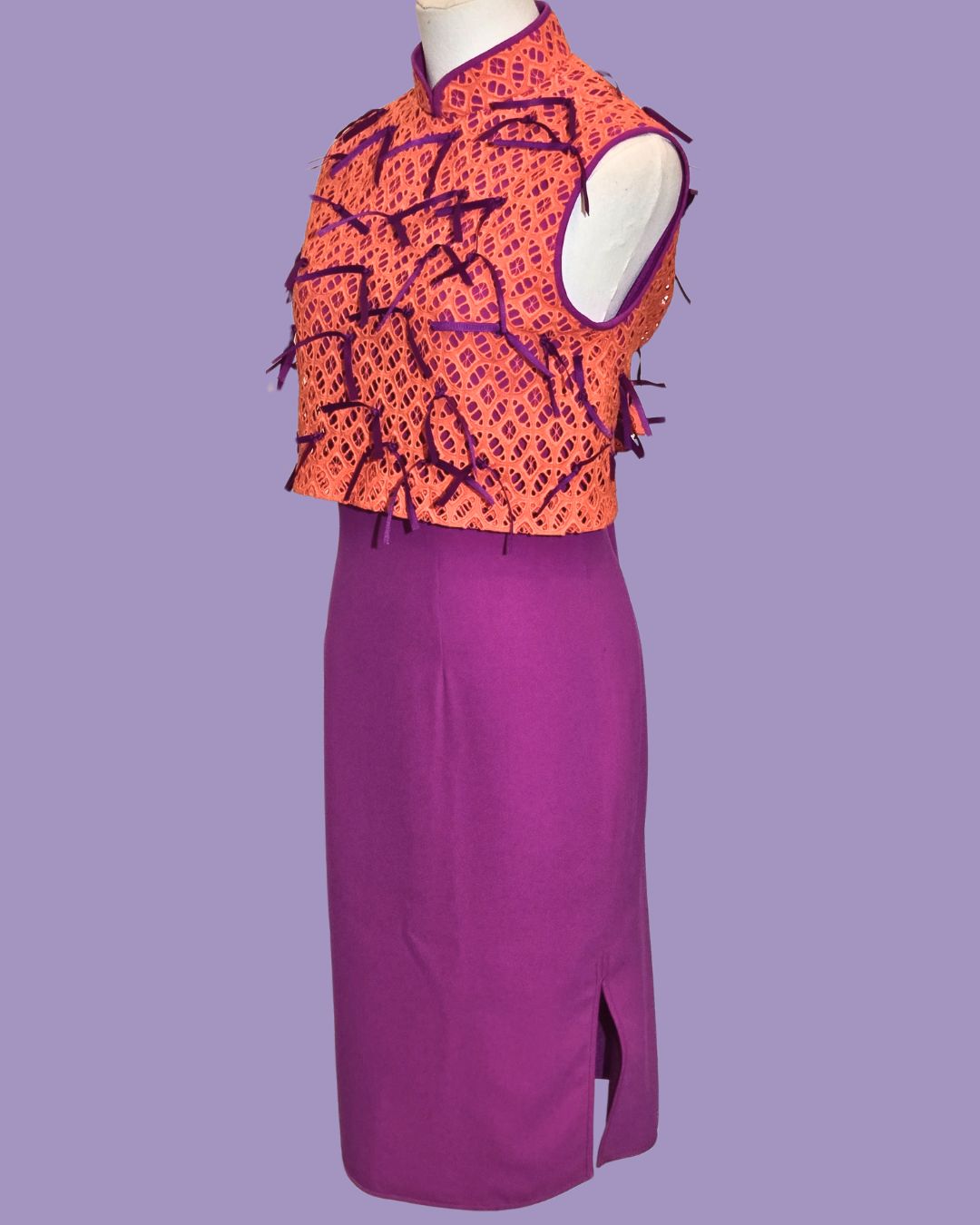 Purple Orange with Ribbons Cheongsam