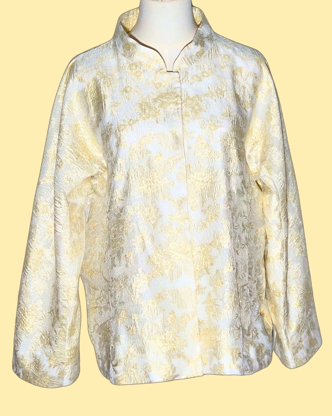 White and Gold Brocade Tang Jacket