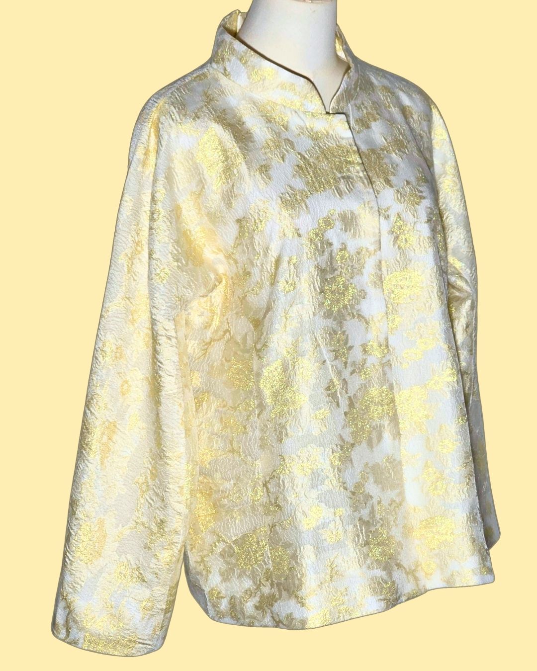 White and Gold Brocade Tang Jacket