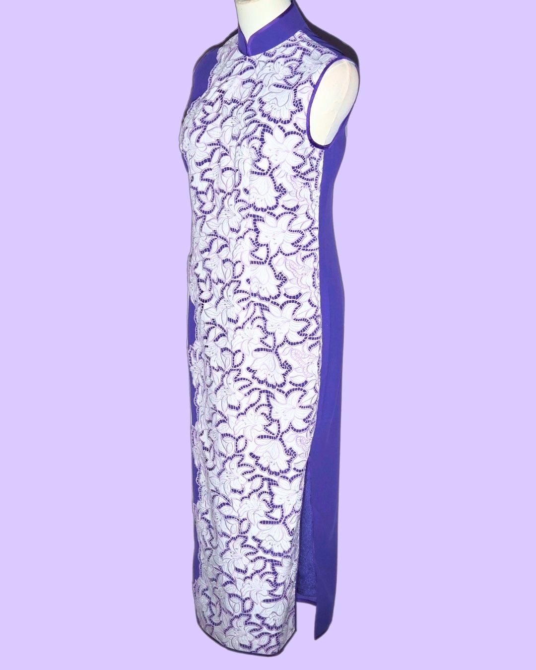 White Lace and Purple Cheongsam