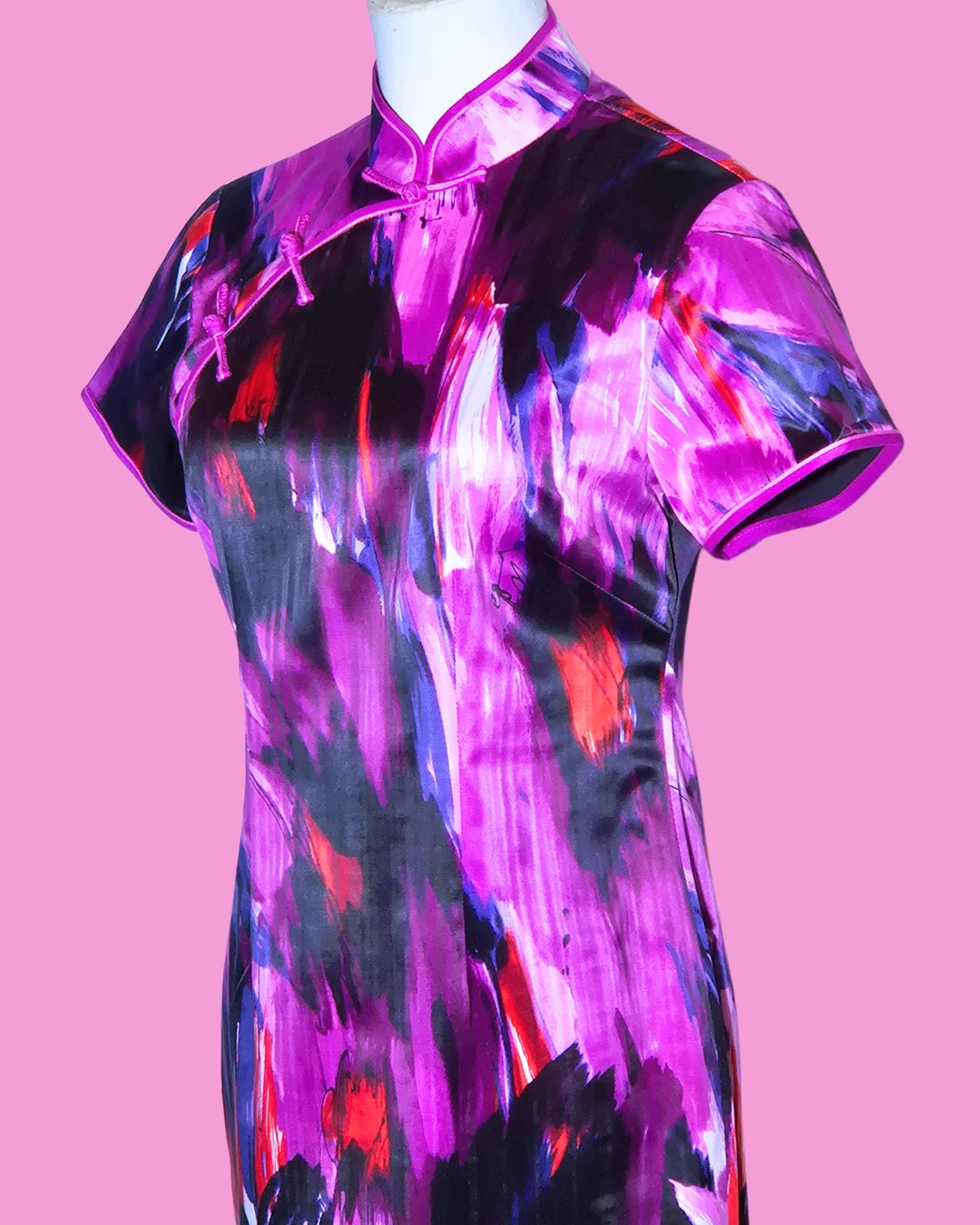Purple and Red Brushstroke Cheongsam
