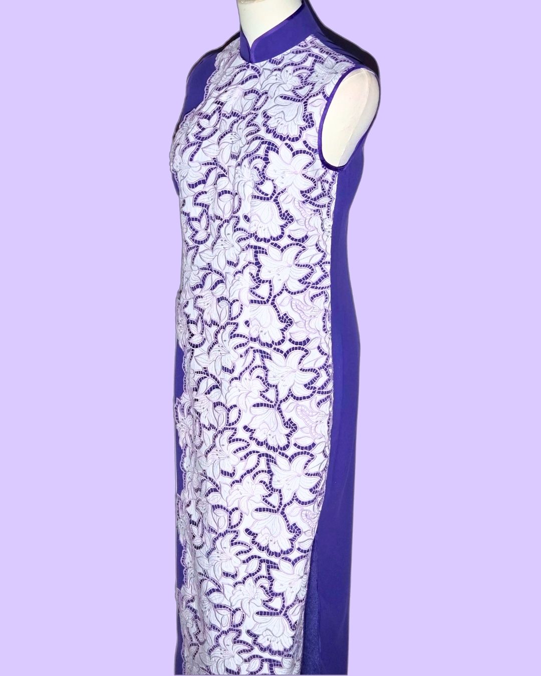 White Lace and Purple Cheongsam