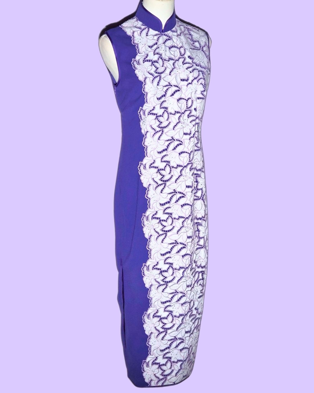 White Lace and Purple Cheongsam