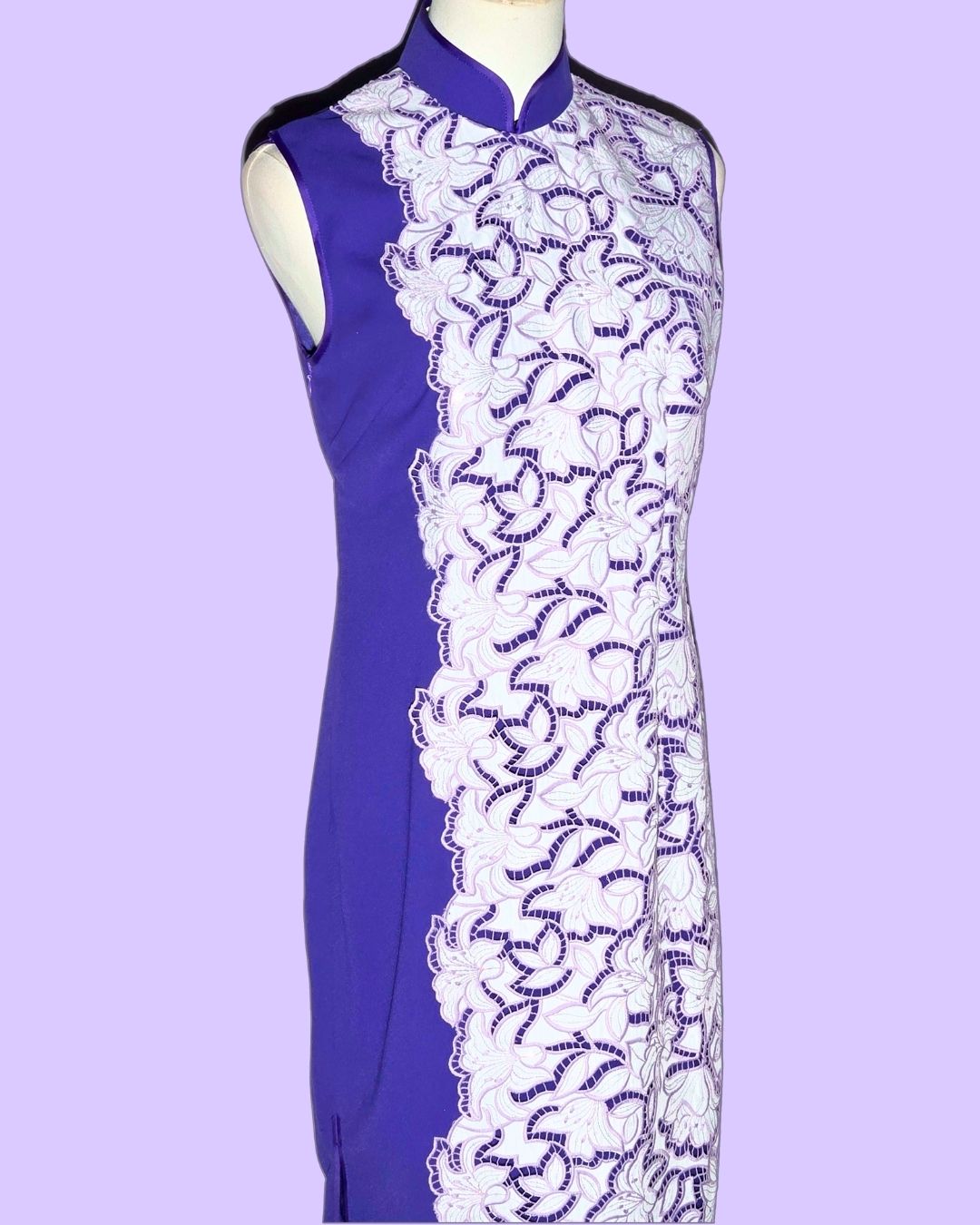 White Lace and Purple Cheongsam