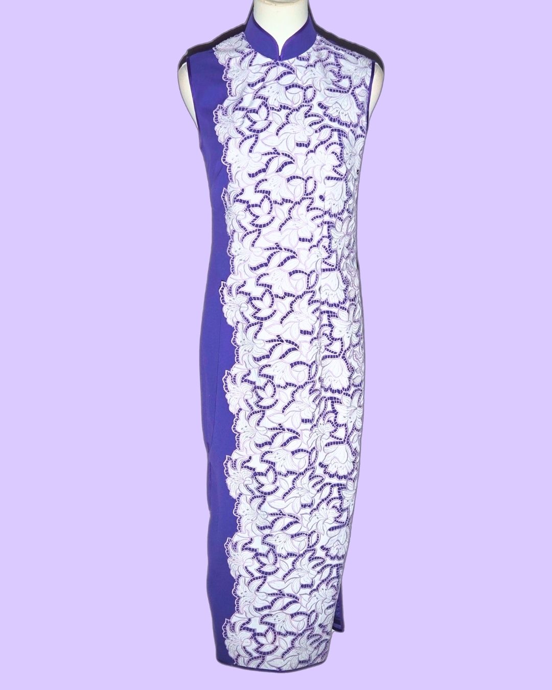 White Lace and Purple Cheongsam