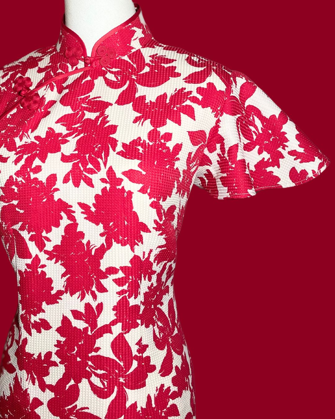 Red White Floral Cheongsam