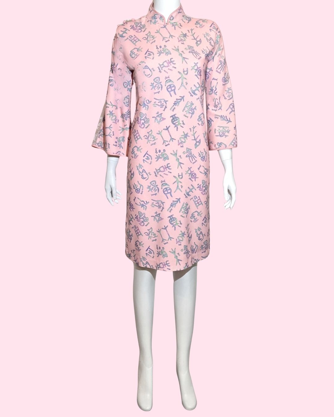 Pink Ancient Chinese Character Cheongsam