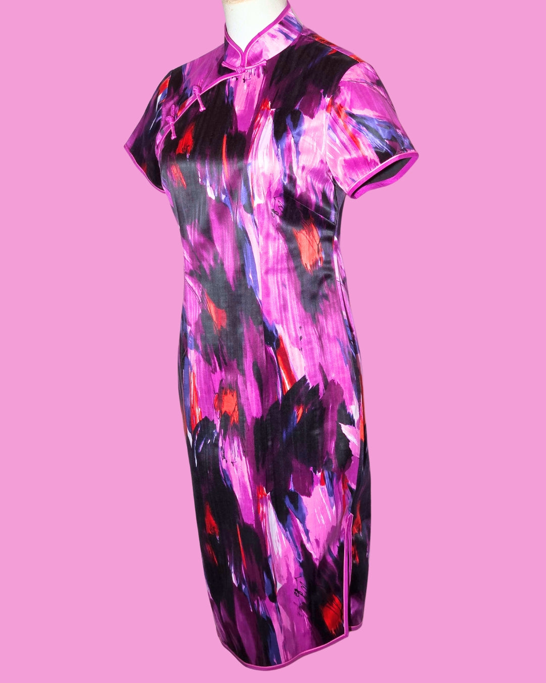 Purple and Red Brushstroke Cheongsam