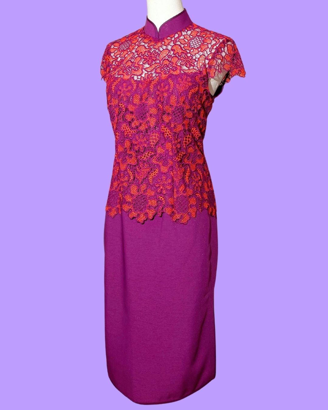Purple Orange Lace Cheongsam