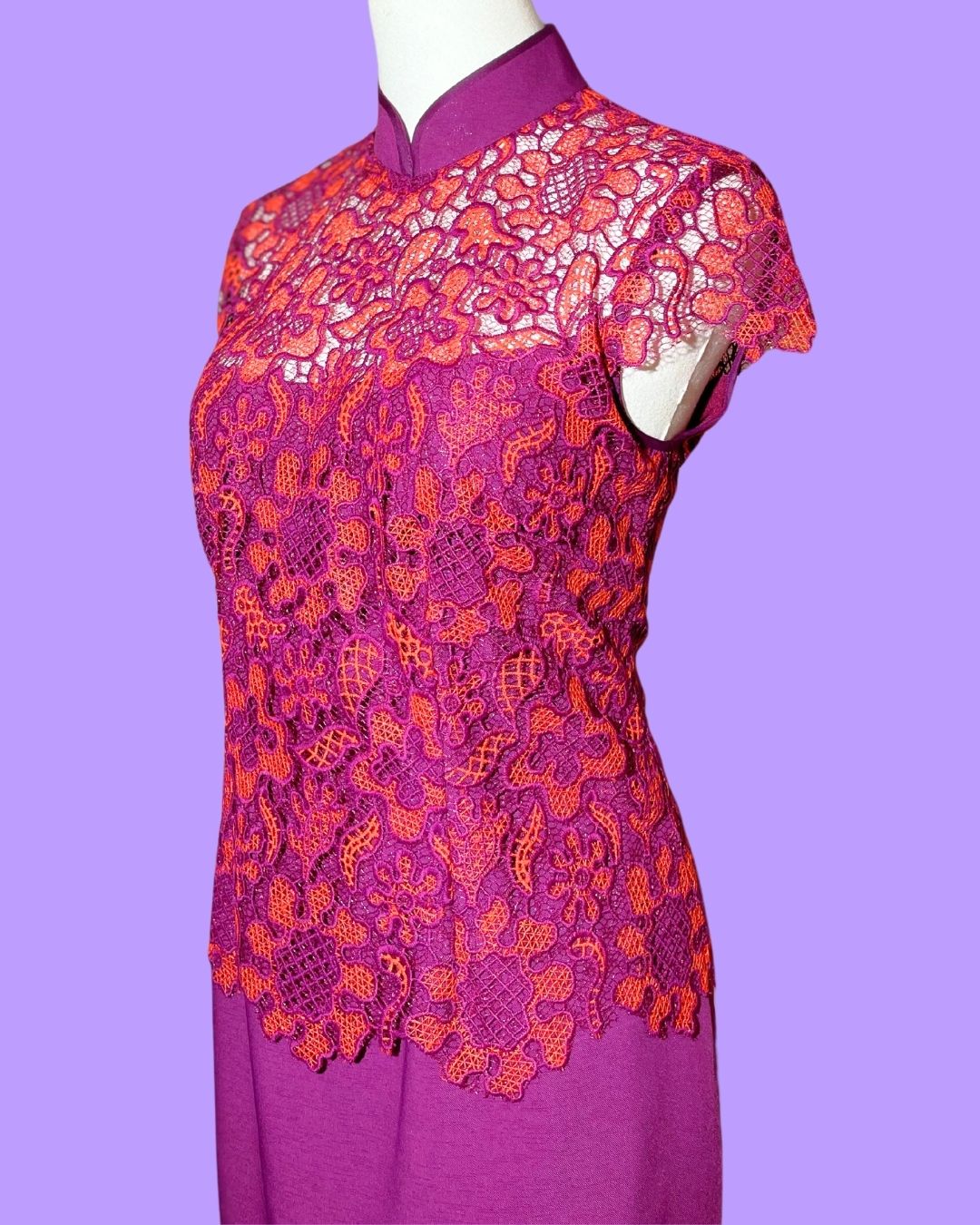 Purple Orange Lace Cheongsam