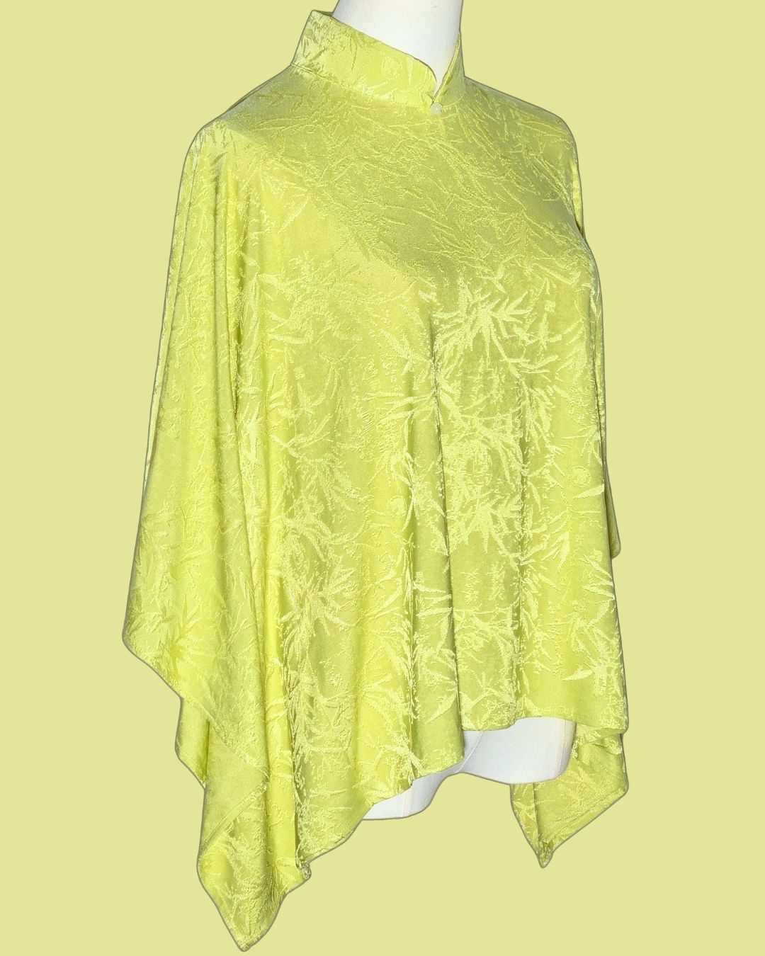 Lime Green Floral Cheongsam Cape