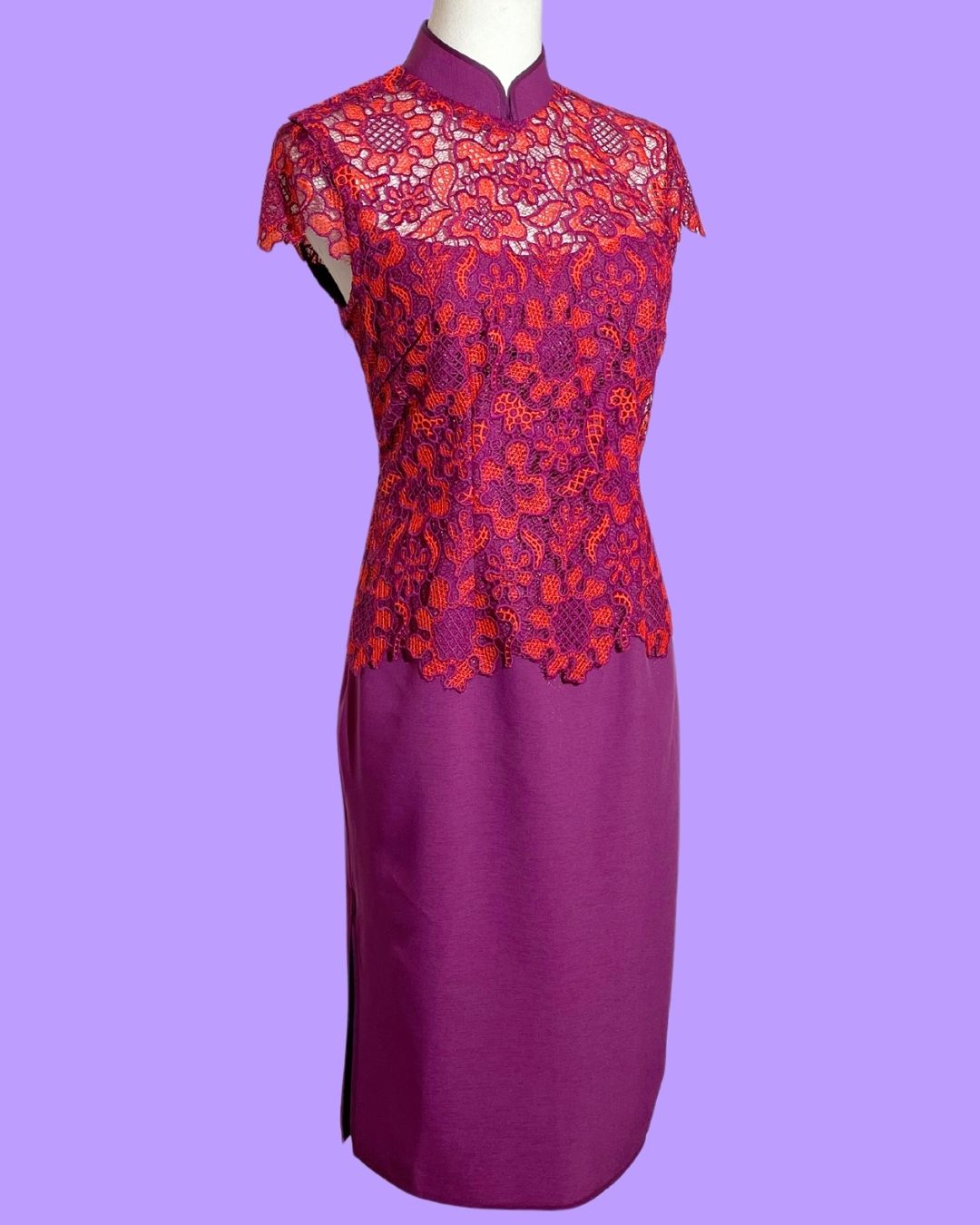 Purple Orange Lace Cheongsam