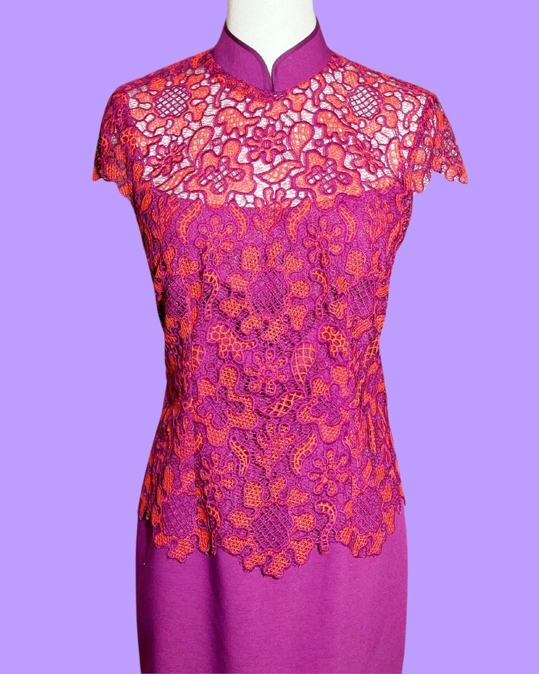 Purple Orange Lace Cheongsam