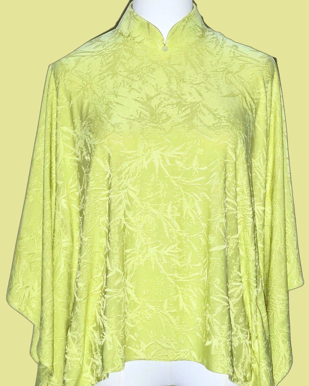 Lime Green Floral Cheongsam Cape