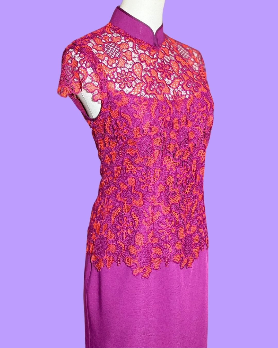 Purple Orange Lace Cheongsam