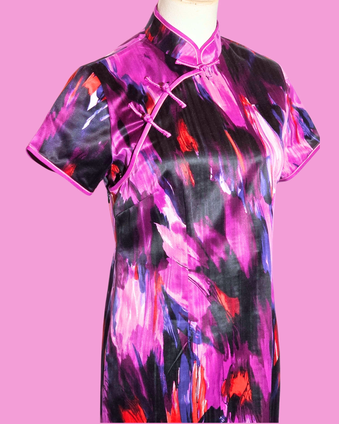 Purple and Red Brushstroke Cheongsam