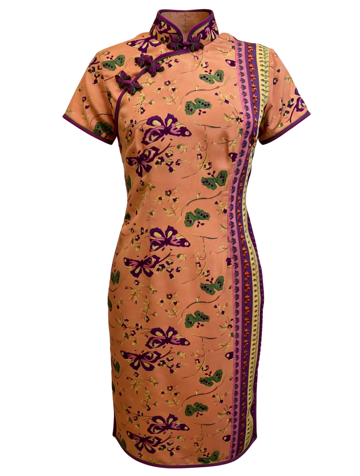 Peach Butterfly Garden Cheongsam