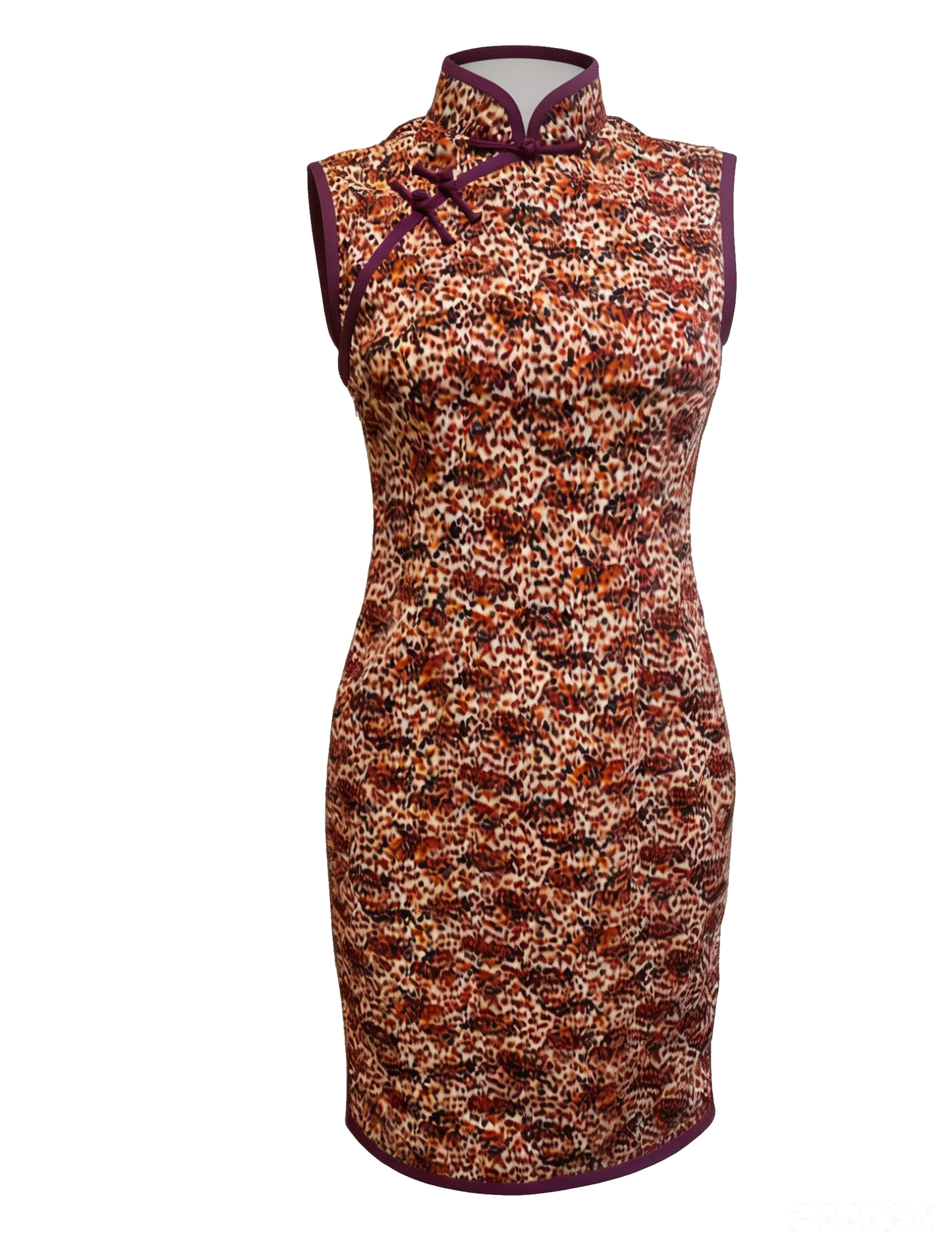 Abstract Stamen Dot Print Cheongsam