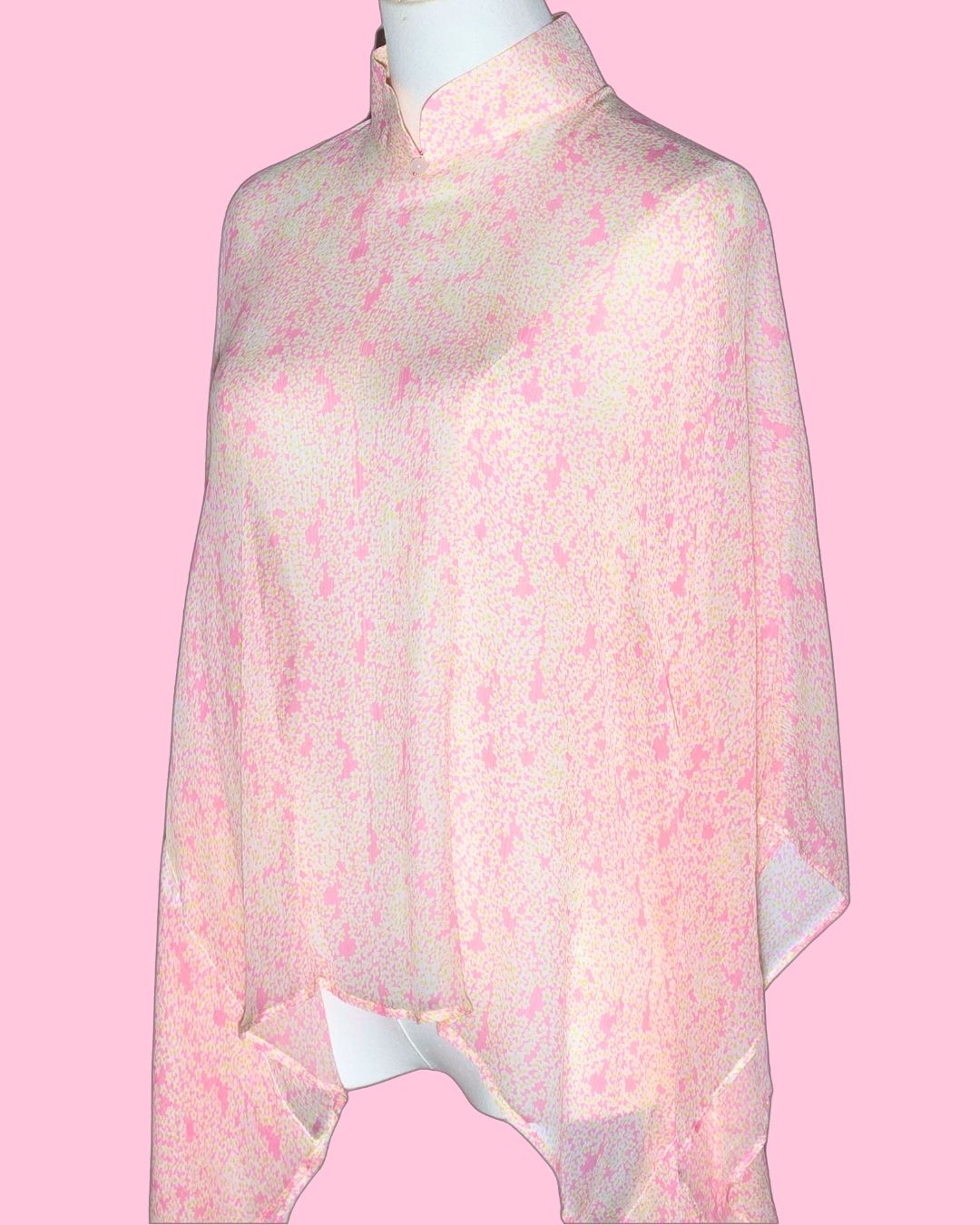 Pink Floral Silk Cheongsam Cape