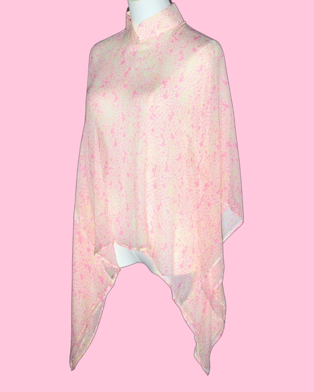 Pink Floral Silk Cheongsam Cape