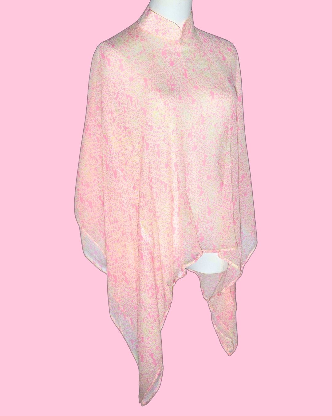 Pink Floral Silk Cheongsam Cape