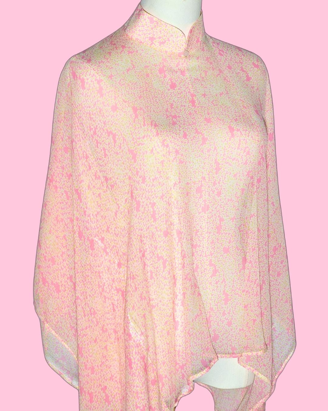 Pink Floral Silk Cheongsam Cape