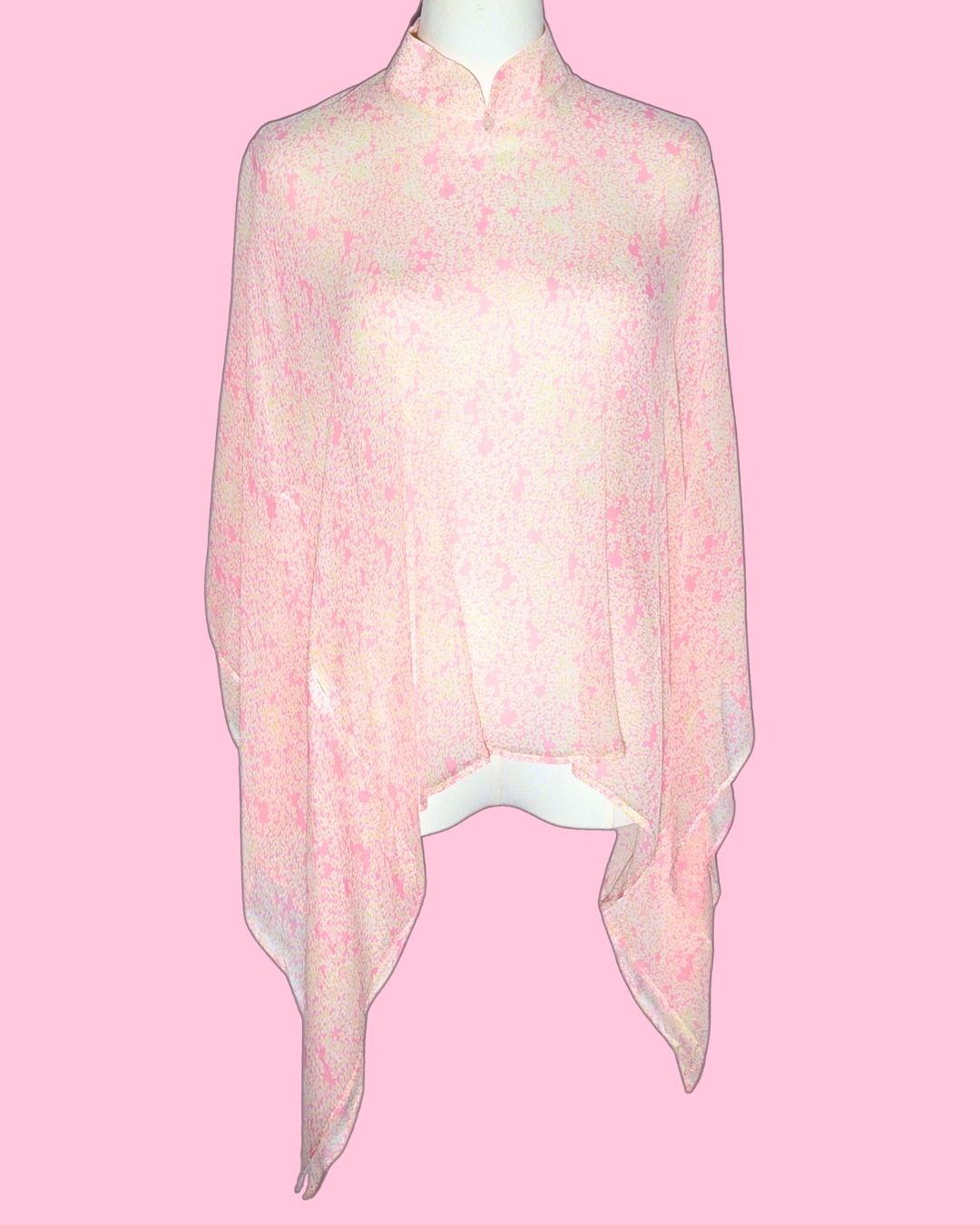 Pink Floral Silk Cheongsam Cape