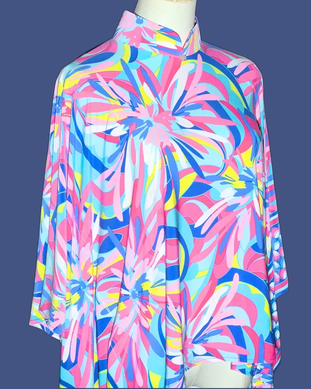 Pink and Blue Marble Pattern Cheongsam Cape