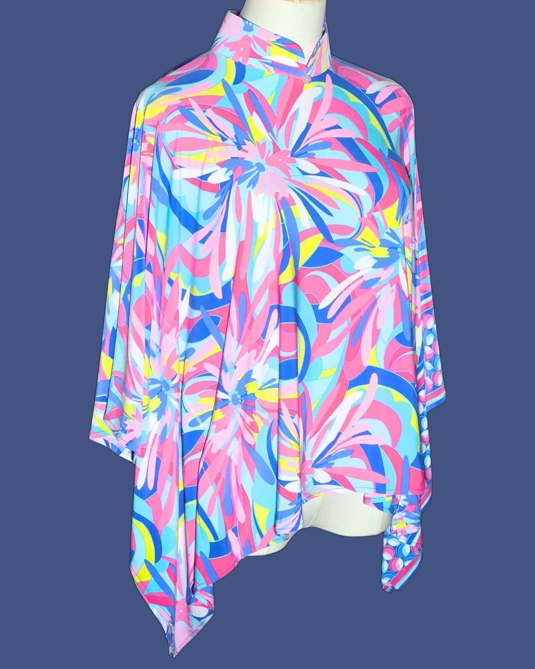 Pink and Blue Marble Pattern Cheongsam Cape
