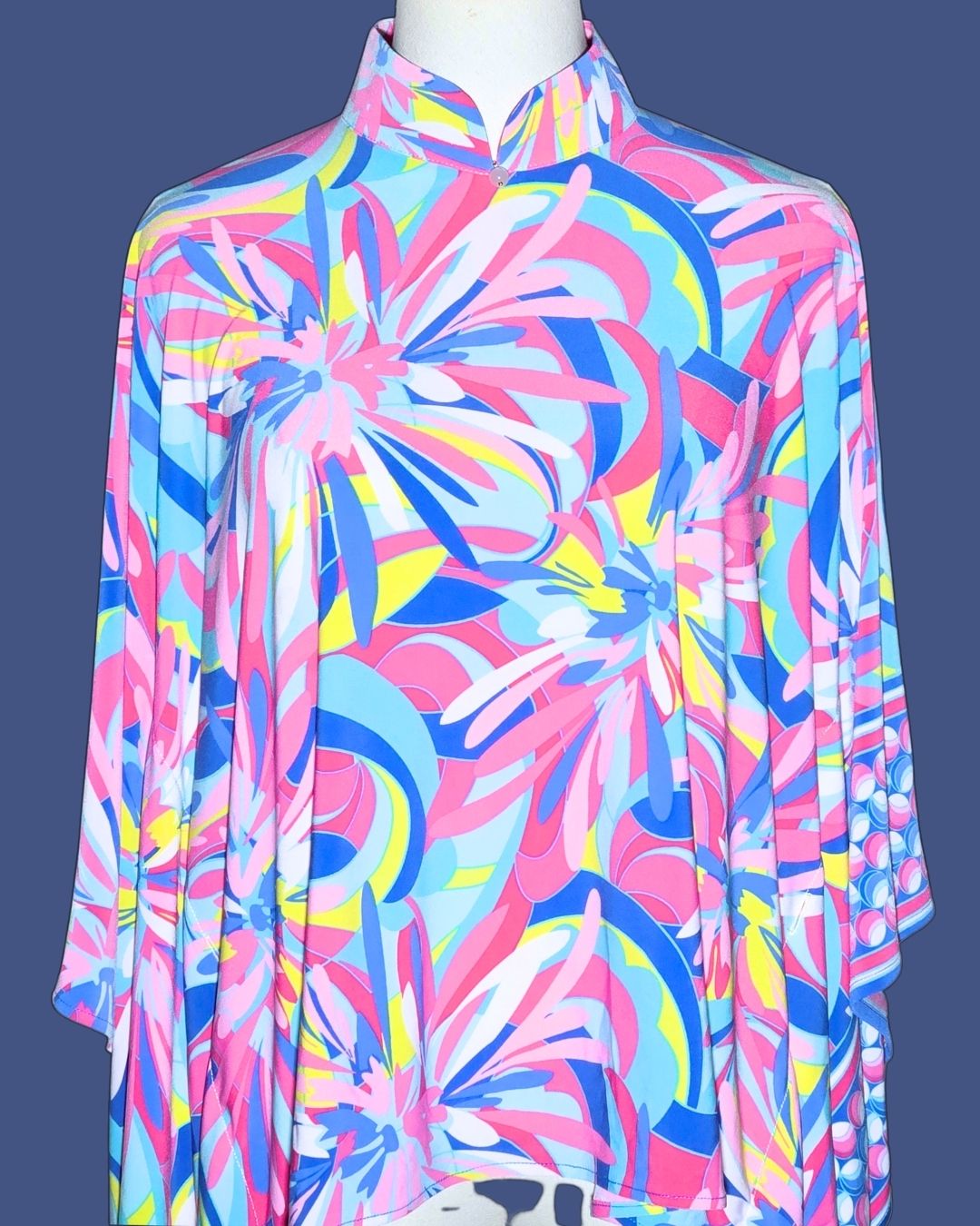 Pink and Blue Marble Pattern Cheongsam Cape